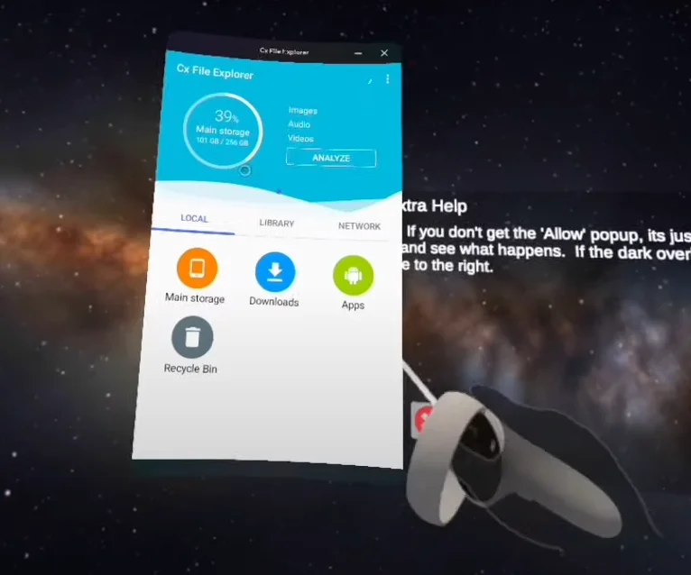 Cx File Explorer APK running fine on Meta Quest 2