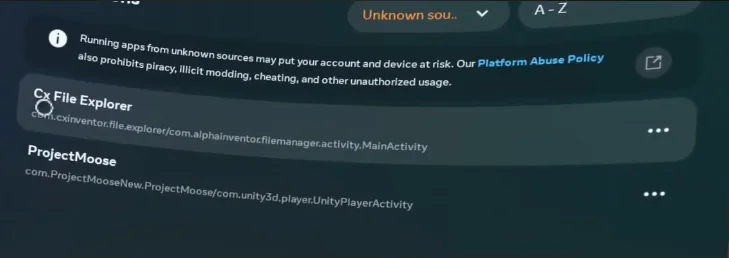 Cx File Explorer installed on Meta Quest 2